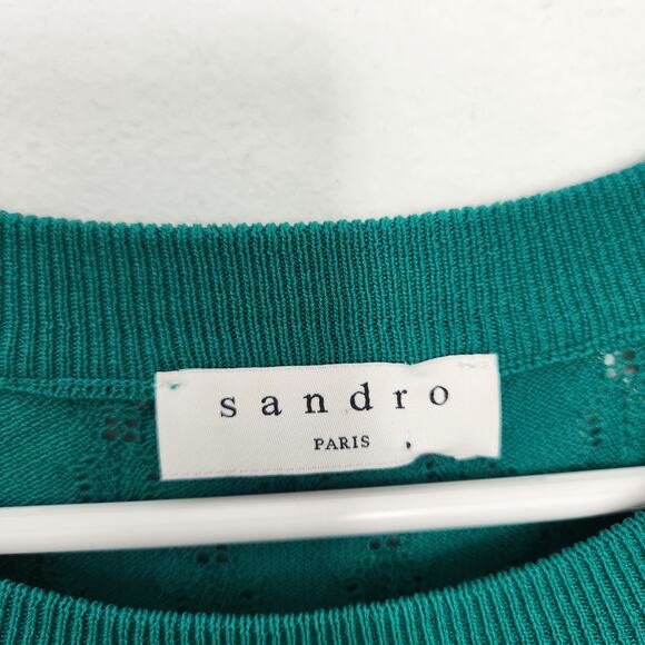 SANDRO Light Pullover Sweater 2/S Green Designer - Picture 3 of 11